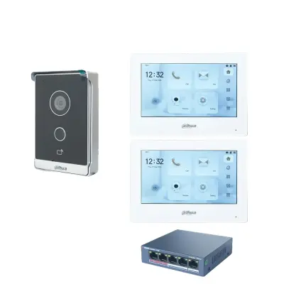 Video Interkom Sistem, Brezžična Komunikacija, 7-Palčni Barvni Načrtni Zaslon, Induktivna Kartica za Nadzor Dostopa -1DB 2 WH Zaslon 1PoE