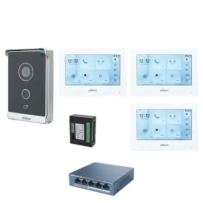 Dahua IP Video Interkom, Barvni Načutni Zaslon, Induktivni Kartični Dostop -1 DB 3 bela zaslon