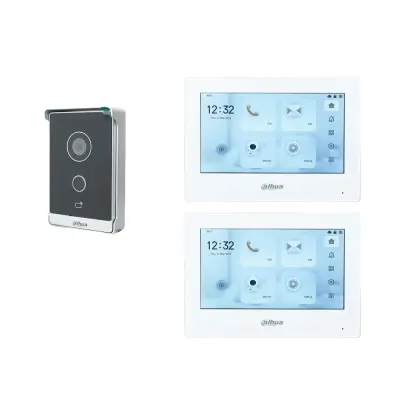 Interkom sistem, žična povezava, 7-palčni barvni zaslon na dotik, induktivna kontrola dostopa s kartico -1 DB 2 bela zaslon