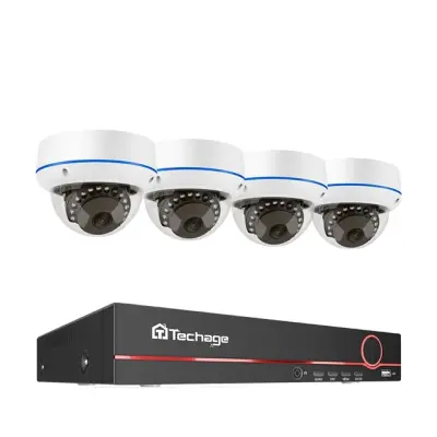 POE NVR CCTV sistem, 5MP notranja dome avdio IP kamera, oddaljeno video varovanje, None, 8CH NVR in 4 Kamera