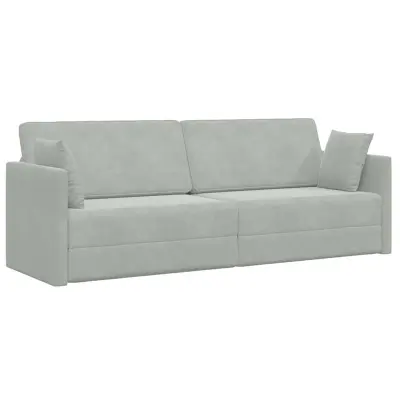 vidaXL Talna kavč-ležišče 200cm Svetlo siva Žamet