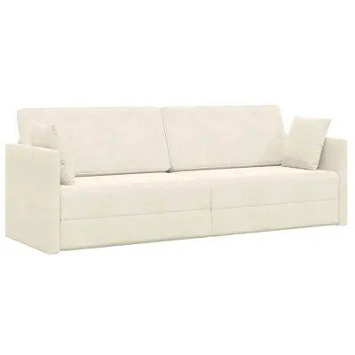 vidaXL Talna kavč-ležišče 200cm krema Žamet