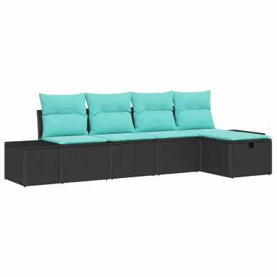 vidaXL Kavčna garnitura z blazino 4 pcs poli ratan