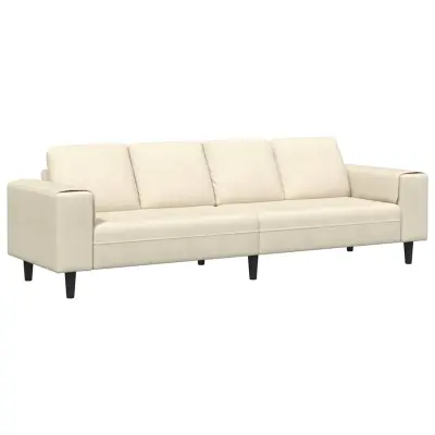 vidaXL Kavč z blazino krema 250 x 77 x 76 cm Žametna tkanina