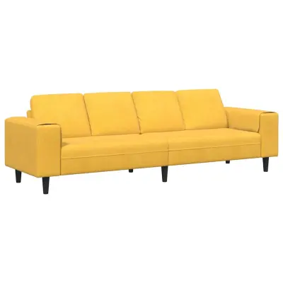 vidaXL Kavč z blazino Svetlo rumena 250 x 77 x 76 cm Žametna tkanina