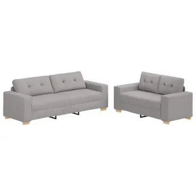 vidaXL Kavč 2 pcs Siva Mešanica lanenega blaga
