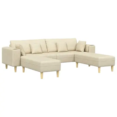 vidaXL Kavč z blazino 3 pcs krema blago