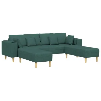 vidaXL Kavč z blazino 3 pcs Temno zelena blago