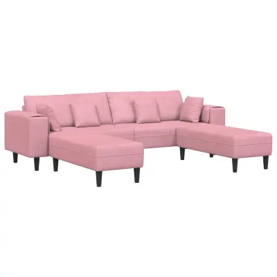 vidaXL Kavč z blazino 3 pcs Roza Žamet
