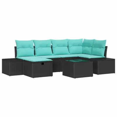 vidaXL Kavčna garnitura z blazino 3 pcs poli ratan