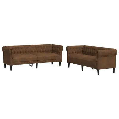 vidaXL Kavčna garnitura 2 pcs Rjava 201,5 x 74,5 x 74,5 cm blago