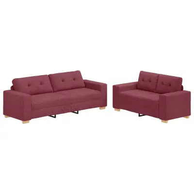 vidaXL Kavčna garnitura 2 pcs Vinorodna rdeča 221 x 78 x 80 cm Tkanina