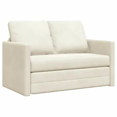 vidaXL Sofa postelja 122cm krema Žamet