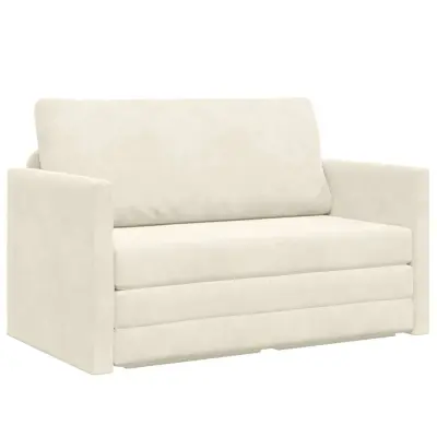 vidaXL Sofa postelja 110cm krema Žamet