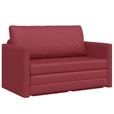 vidaXL Sofa postelja 110cm Vinorodna rdeča Umetno usnje