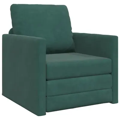 vidaXL Sofa postelja 60cm Temno zelena Žamet