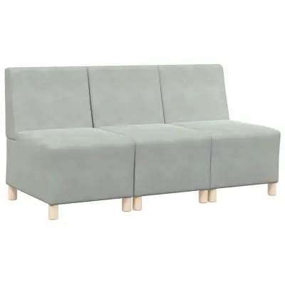 vidaXL Modularna sofa enota brez naslonov 3 pcs Svetlo siva