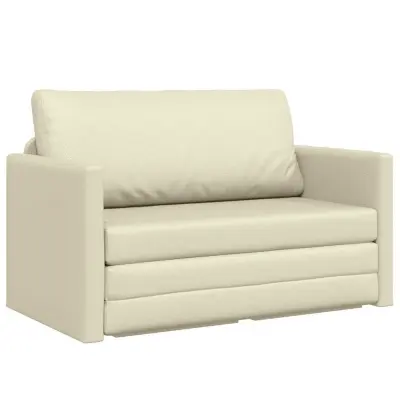 vidaXL Sofa postelja 110cm krema Umetno usnje