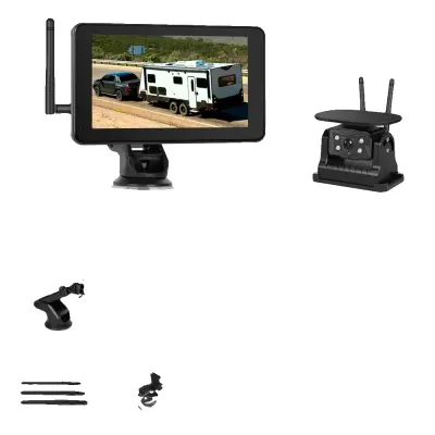 Avtomobilski monitor, brezžična solarna kamera, vodoodporna funkcionalnost -7 palcev