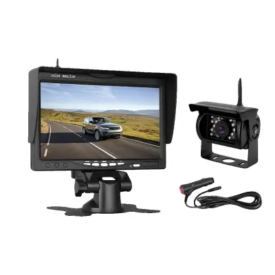 Sistem za nadzor zadnjega pogleda, 7-palčni HD zaslon, IP68 vodoodporna kamera, podpira 4 kamere, brezžična namestitev, nočna vizija