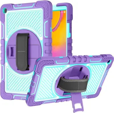 Ovitek za Samsung Galaxy Tab A 10.1 robusten etui s stojalom, tridelna zaščita proti udarcem, silikon, vijoličen