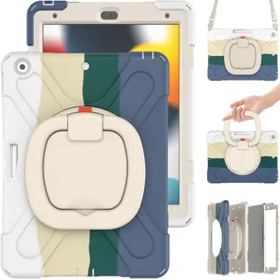 Ovitek za iPad Pro 11 in iPad 3/2/1 s stojalom, naramnim pasom, držalom za pisalo in trislojno zaščito, moder