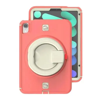 Ovitek za iPad Pro 11 (1, 2, 3) s stojalom, ročajem in naramnim pasom, trislojna zaščita, držalo za pisalo, rožnat