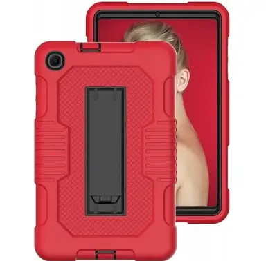 Ovitni ovitek za Samsung Galaxy Tab A 8.4 oklepen s stojalom, trpežna tridelna zaščita pred udarci, silikon in plastika, rdeč