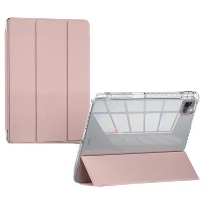 Ovitek za iPad Pro 12.9 2020 magnetni etui s prostorom za pisalo, funkcijo stojala in samodejnim preklopom, rožnat