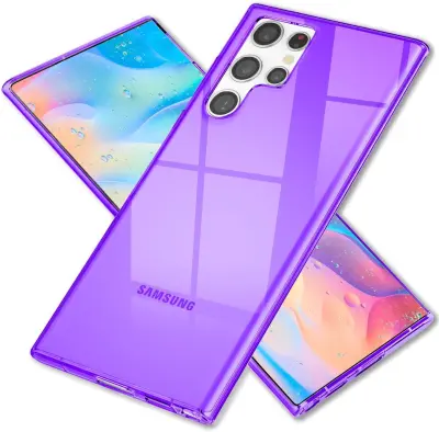 Ovitek za Samsung Galaxy S22 Ultra, silikonski TPU etui, neon vijolična barva, zaščita kamere in odpornost na udarce