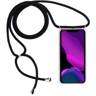 Ovitek za Samsung Galaxy J4 Plus z vrvico in pasom, prosojen silikonski TPU ovitek s trakom za nošenje okoli vratu