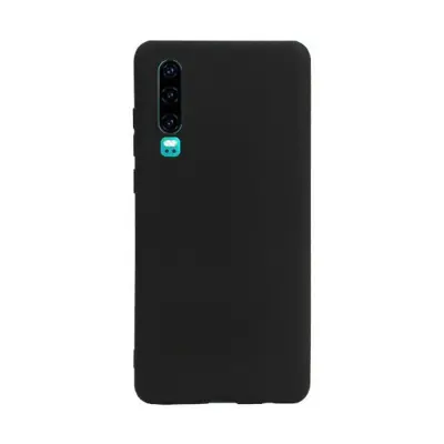 Ovitek za Huawei P30, silikonski zaščitni ovitek, črn, tanek in trpežen etui z dvignjenimi robovi za zaščito zaslona