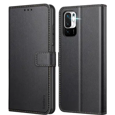 Preklopna torbica za Redmi Note 10 5G, usnjena denarnica s funkcijo stojala in magnetnim zapiranjem, črna barva