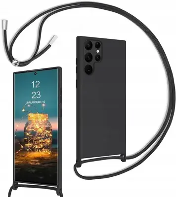 Ovitek za Samsung Galaxy S22 Ultra z verižico, silikonski TPU, tanek, odporen proti praskam in udarcem, prozoren