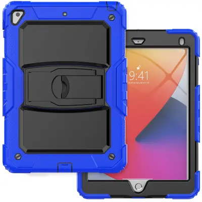 Ovitek za Samsung Galaxy Tab A7 Lite 8.7 s stojalom, naramnim trakom in ročajem, troslojna zaščita proti udarcem, modra barva