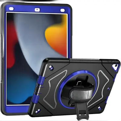 Ovitek za iPad 9/8/7 10,2" s 360° vrtljivim držalom, stojalom in prostorom za Apple Pencil, zaščitno ohišje, črne barve