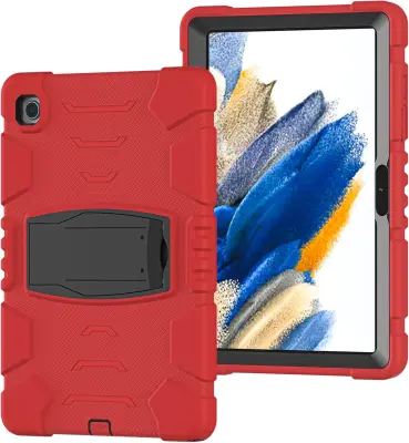 Ovitek za Samsung Galaxy Tab A7 10.4 T500 / T505, oklepen etui s stojalom, trpežna troslojna zaščita, silikon, rdeč