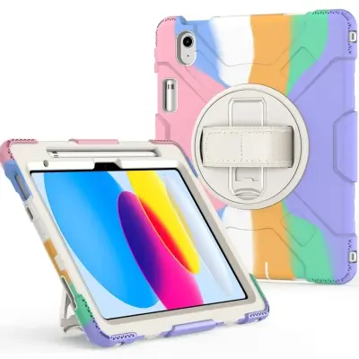 Ovitek za iPad Air 5 / Air 4 s 360-stopinjskim vrtljivim stojalom, držalom za pisalo in ročajem, odporen na udarce, barven