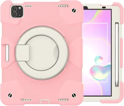 Ovitek za iPad Mini 6 8.3” z vrtljivim stojalom, držalom za pisalo in zaščito pred udarci, trislojni, rožnat