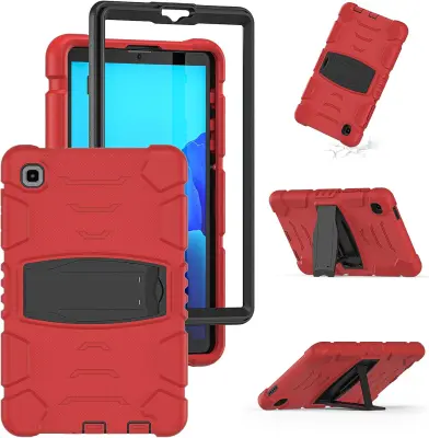 Ovitek za Samsung Galaxy Tab S6 Lite, robustna zaščita s stojalom, trpežen silikonski etui proti udarcem, rdeč barve