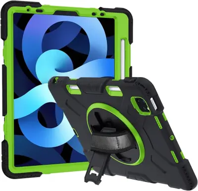 Ovitek za iPad Pro 11 s 360-stopinjskim vrtljivim stojalom, držalom za pisalo in zaščito pred udarci, trislojen, črn