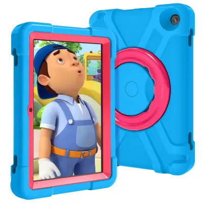 Ovitek za Samsung Galaxy Tab A 10.1 2016 T580 Armor, trpežna zaščita, 360-stopinjsko vrtljivo stojalo in ročaj, moder