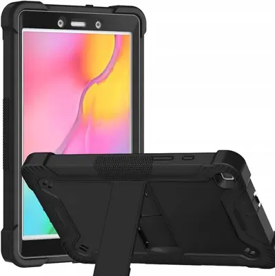 Ovitek za Samsung Galaxy Tab A 10.1, trpežna zaščita, 360° vrtljivo stojalo, naramni trak, ročaj, črne barve, PC in TPU ohišje