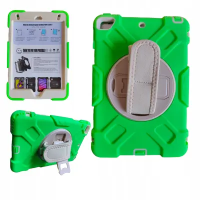 Ovitek za iPad 9 / 8 / 7 10.2 robusten s 360-stopinjskim vrtljivim stojalom, ročajem in zaščito pred udarci, zelene barve