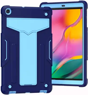 Ovitek za Samsung Galaxy Tab A 10.1 (2019) robusten s stojalom, trpežna troslojna zaščita proti udarcem, silikon, moder