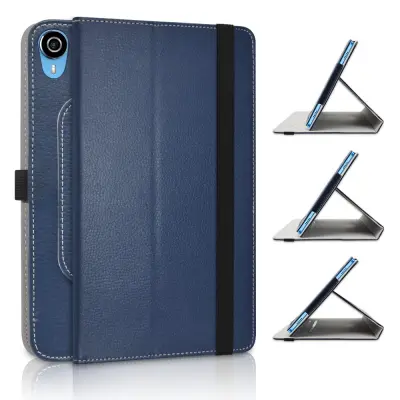 Ovitek za Teclast P25T 10", preklopni, vrtljiv 360°, umetno usnje, zaščita in stojalo za tablico, temno moder