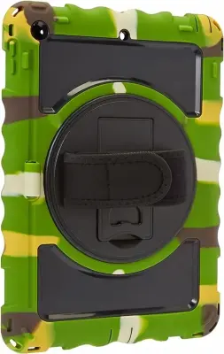 Ovitek za iPad Air 2 / Pro 9.7, troslojna zaščita, 360° vrtljivo stojalo, naramni trak in držalo za pisalo, Camo vzorec