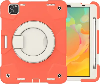 Ovitek za iPad Pro 11 (2021/2020/2018), robustna zaščita s stojalom, držalom za pisalo in naramnim trakom, oranžne barve