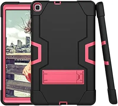 Ovitek za Samsung Galaxy Tab A7 10.4, oklepen silikonski etui s stojalom, tridelna zaščita pred udarci, črne barve