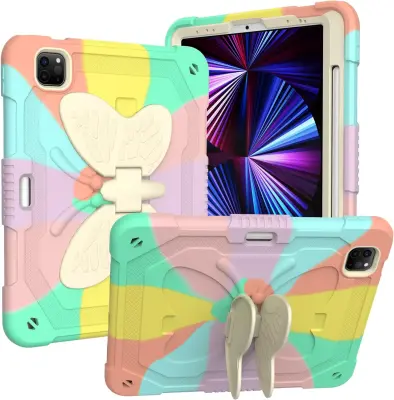 Ovitek za iPad Air 4/5 10.9" robusten s stojalom in naramnim pasom, zaščitni oklep odporen na udarce, pisan dizajn